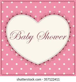Baby shower with heart pink vintage
