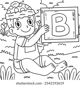 Página para colorear Baby Shower Baby Holding Letter B