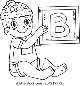 Baby Shower Baby Holding Letter B Isolated 