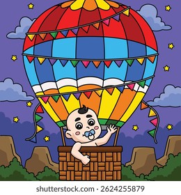 Chá de Bebê Chá de Bebê Balão de Ar Quente Desenho Animado Colorido 
