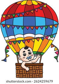 Baby Shower Baby Hot Air Balloon Cartoon Clipart 