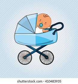 Baby Boy Blue Jogging Stroller Stock Vector (Royalty Free) 80324188