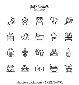 Baby shower icon set collection