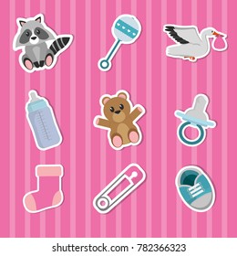 Baby shower icon set design