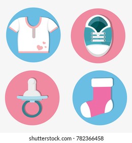 Baby shower icon set design