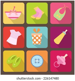 baby shower icon set vector