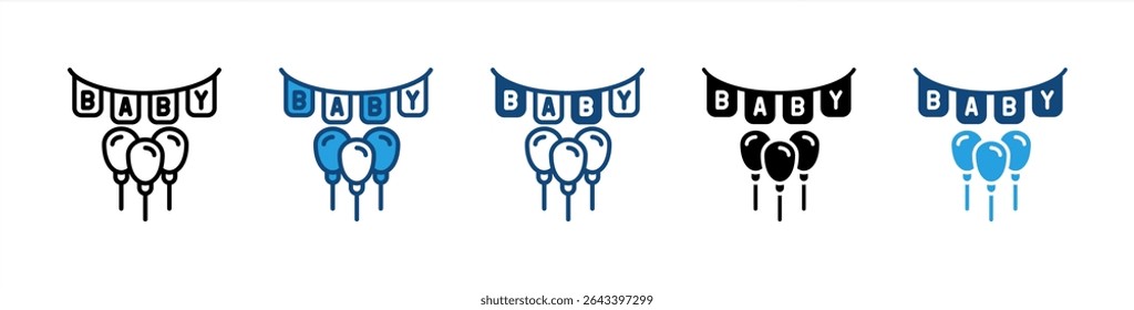 Baby Shower icon sheet multiple style collection