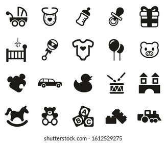 Baby Shower Icons Black & White Set Big