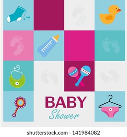 baby shower icons over blue background vector illustration