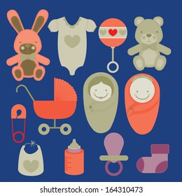 baby shower icons over blue  background vector illustration