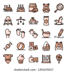 Baby shower icons pack. Isolated baby shower symbols collection