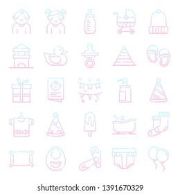 Baby shower icons pack. Isolated baby shower symbols collection