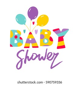 Baby Shower Illustration Inscription Baby Shower Stock Vector (Royalty ...