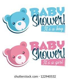 Baby Shower Invitation With Bear Icon.