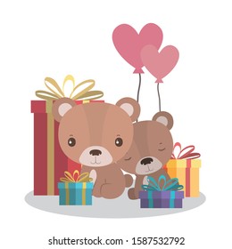 Baby shower invitation with bears cartoons design, Party card decoration love celebration arrival and born theme Vector illustration