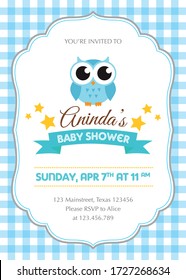 Baby shower invitation with blue owl
