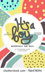 Baby Shower Invitation. It's a Boy! 
Baby Boy Announcement Card Template. 