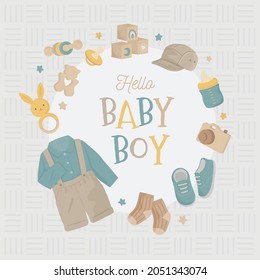 Baby shower invitation card aesthetic neutal earth tone frame for baby boy and girl 