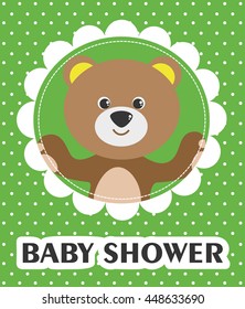 Baby Shower. Invitation Card. Bear. Vector illustration