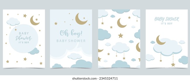 Tarjeta de invitación para la ducha para niños con globo, nube, cielo, azul