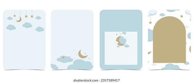 Baby shower invitation card for boy with balloon, cloud,sky, blue