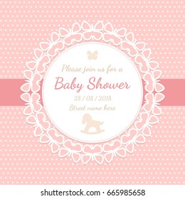 Baby shower invitation card with butterfly and horse