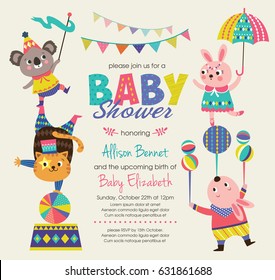 Baby Shower invitation card with circus theme