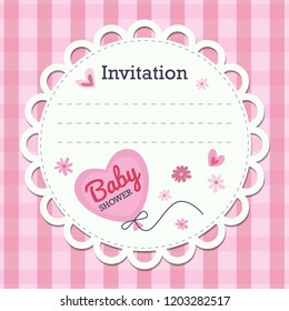 Baby Shower Invitation Card. Cute Design for Newborn Girl. Vector Illustration.