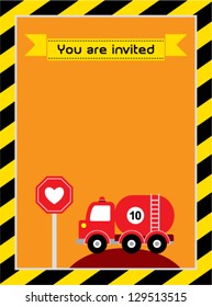 baby shower invitation card with cute truck graphic