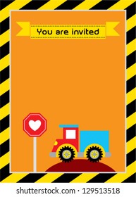 baby shower invitation card with cute truck graphic