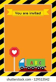 baby shower invitation card with cute truck graphic