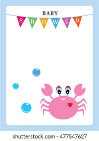 baby shower invitation card with cute crab vector