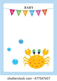 baby shower invitation card with cute crab vector