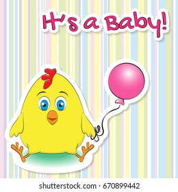 Baby shower invitation card with cute cock