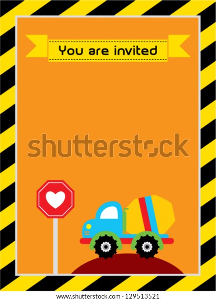 baby\
shower invitation card with cute truck\
graphic