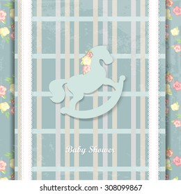 baby shower invitation card design. eps10. blue background