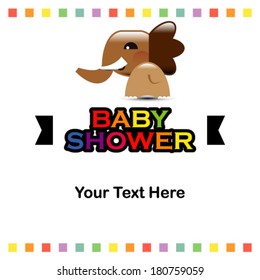 Baby shower invitation card with elephant