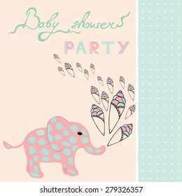 Baby shower invitation card with elephant