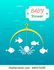 baby shower invitation card. Flat vector illustration