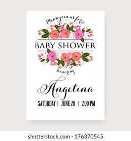 Baby Shower Invitation Card with Flowers