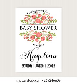 Baby Shower Invitation Card with Flowers
