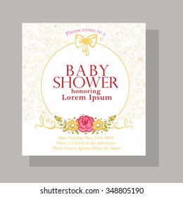 Baby shower invitation card with flowers