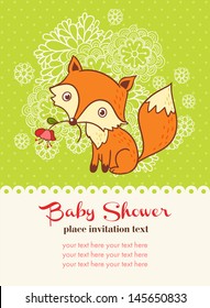 Baby shower invitation card with a fox.