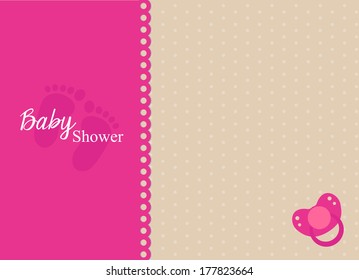 baby shower invitation card with fuchsia pacifier
