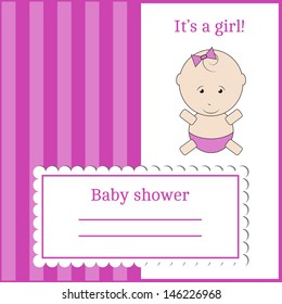 Baby shower invitation card, it's a girl, vector. You can place any text here