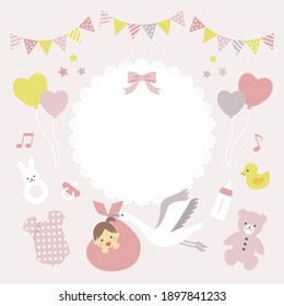 Baby shower invitation card for girls