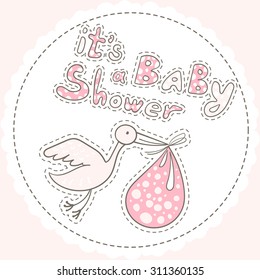 baby shower invitation card. hand drawn vector doodle illustration