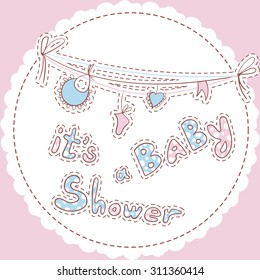 baby shower invitation card. hand drawn vector doodle illustration