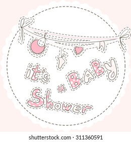 baby shower invitation card. hand drawn vector doodle illustration