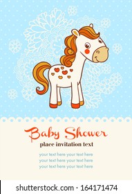 Baby shower invitation card with horse